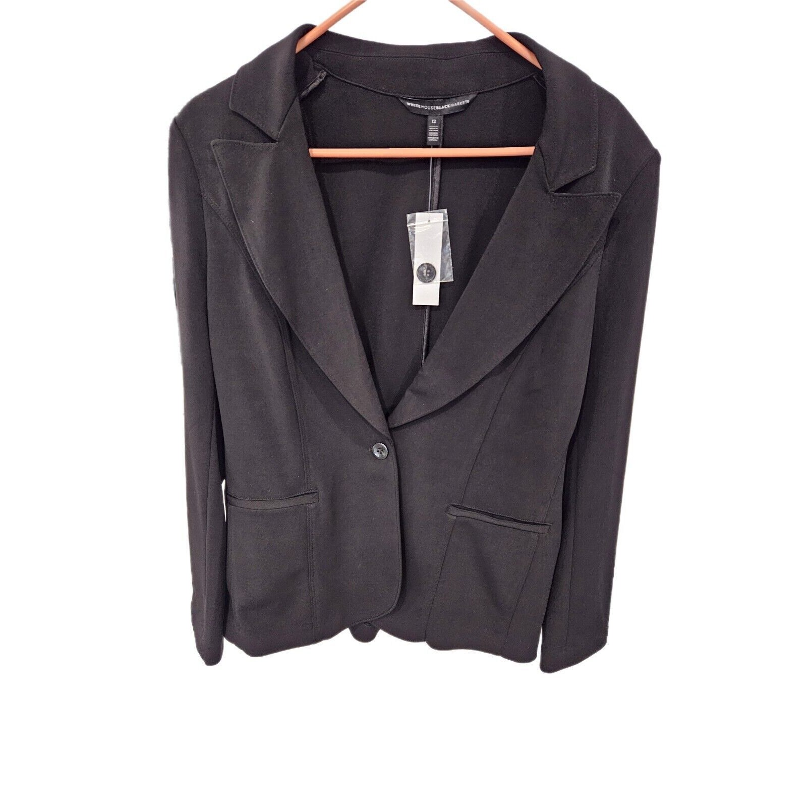 Nwt Women's White House Black Market Essential Black Blazer Jacket Size 12